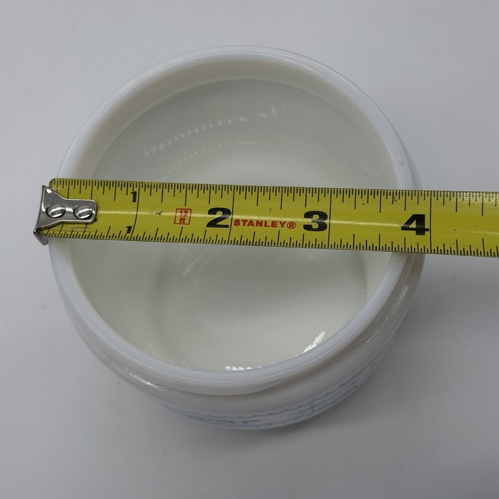 VTG GEMCO Milk Glass Blue Snowflake Garland Pattern Sugar‎ Container Atomic MCM - Picture 6 of 7